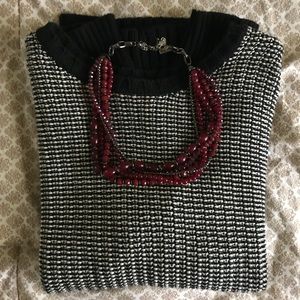 Chaps Black & White Crewneck Sweater